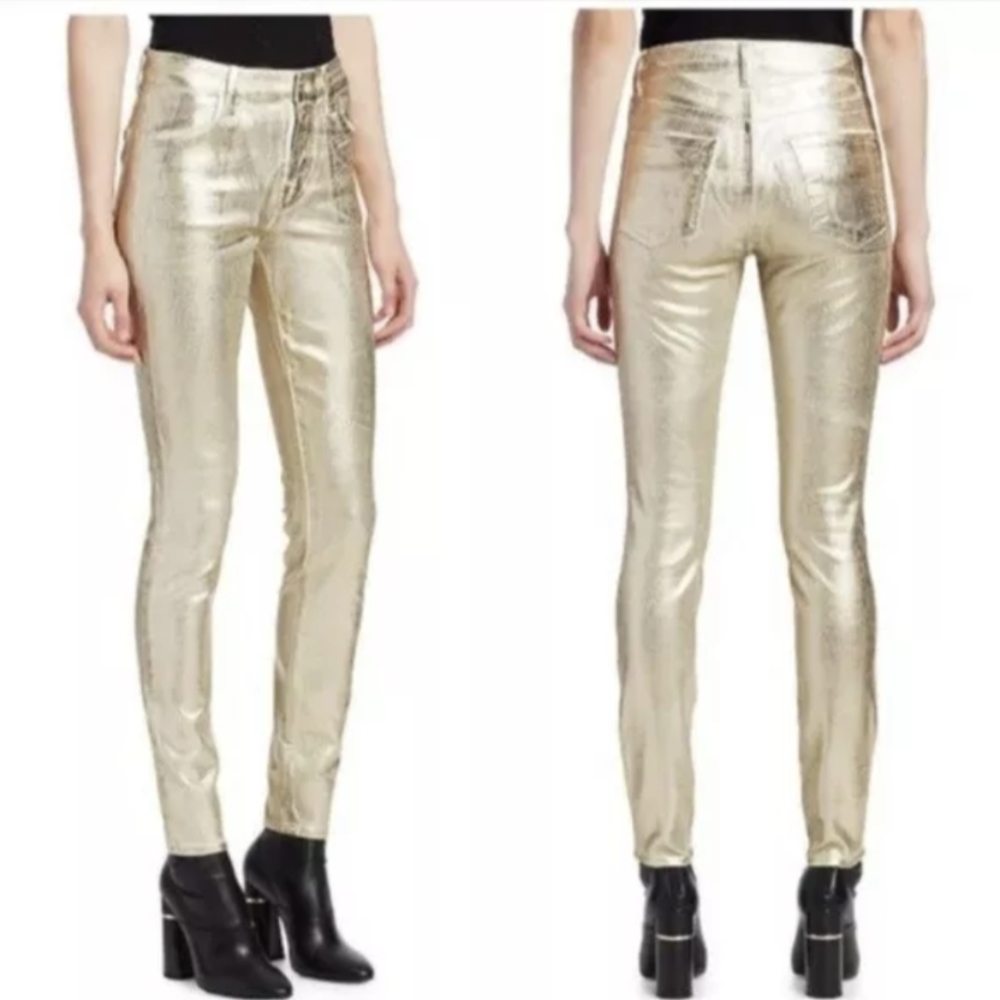 VIP Jeans Skinny Gold Shiney Terylene Pants Size 3-4  NWT
